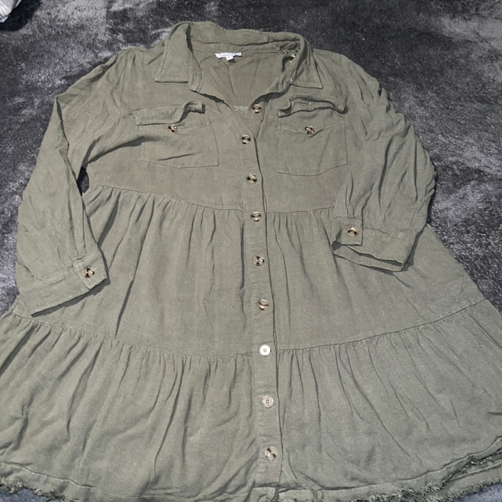White Birch button down tiered dress / tunic size 1XL